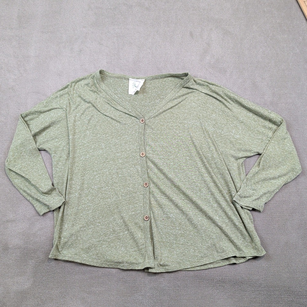 Fantastic Fawn Vintage Oversized Cardigan L Green Marled Knit Button Up Boho